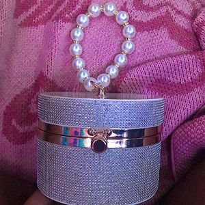Faux pearl decor chain satchel bag